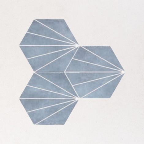 Carrelage Imitation Carreaux de Ciment HEXAGON 25x22 cm Japan Sky