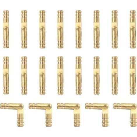 Lot de 20 charnières invisibles en laiton, 4 x 25 mm, petites charnières dissimulées pour boîtes à bijoux, boîtes à musique, dorées