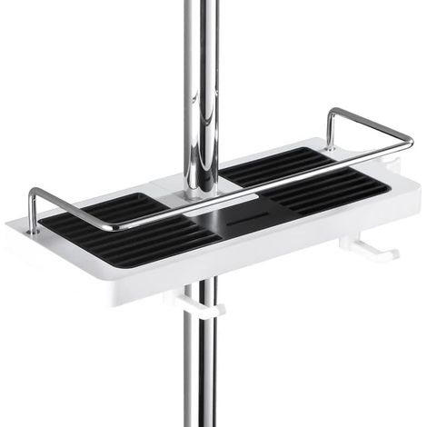 Étagère de douche pour rail de douche sans perçage, étagère de salle de bain, organisateur de douche avec boucle et crochet de pommeau de douche pour rail de douche 22 mm-25 mm – Lot de 1 (1/5)