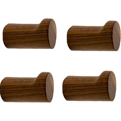 4-teiliges Set aus Holzwandhaken, Holzgarderobenhaken, robusten Türrahmenhaken, Walnussholz (1/4)