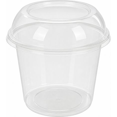 Bol jetable 550 ml, couvercle en dôme, cuillère et papier, 100 sets