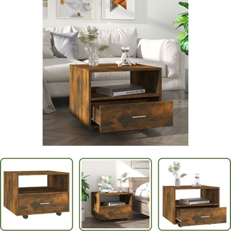Bois d'ingénierie -  Table basse chêne fumé 55x55x40 cm bois d'ingénierie (1/5)