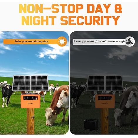 Clôture Électrique Solaire, Cloture Electrique Pour Animaux 0,3 J–1,5 J, 6 KV–12 KV Réglable, éLectrificateur De ClôTure éLectrique pour la protection des animaux de ferme, de la volaille (1/4)