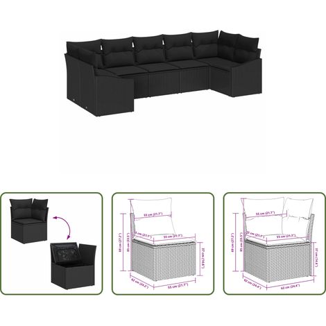 Gartenmöbel - Gartensofa-set mit Speicher 7 pcs Schwarz Poly-Rattan (1/5)