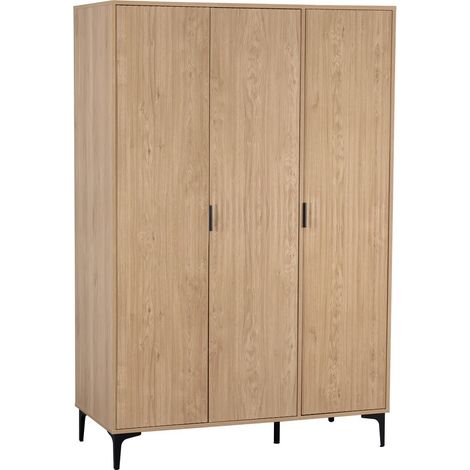 Miami 3 Door Wardrobe - L55 x W181.5 x H120 cm - Oak Effect/Black