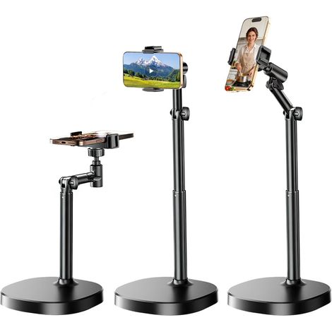 Support Telephone Bureau, Porte Telephone avec Base Solide, Phone Holder Universel Réglable en Hauteur et en Angle pour iPhone/Samsung/Google, Mains Libres pour Appels Vidéo, Cuisine, Bureau (1/5)