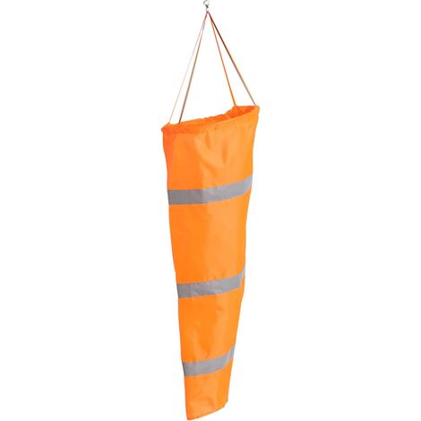 Fluorescent Orange Nylon Windsock with Reflective Strips for Wind Direction Measurement, Meteorological Tool for Aviation and Airports (1/5)