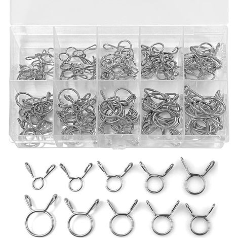 Résistance à la rouille, collier de serrage pour tuyau de vidange de machine à laver, ressort à double spirale en acier inoxydable assurant une performance durable même dans des conditions difficiles- (1/5)