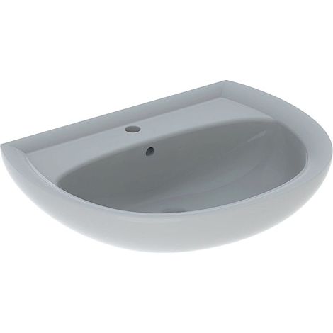 Geberit Renova Waschtisch, Breite 65cm, Tiefe 51cm, Hahnloch mittig, Überlauf sichtbar, Manhattan