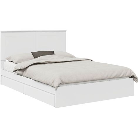 Storage Bed with Headboard White 140 x 200 cm Engineered Wood vidaXL