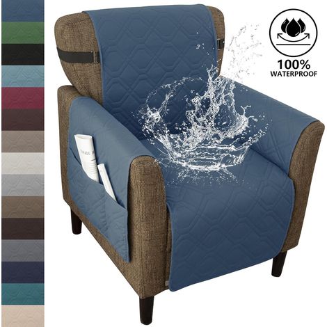 Housse de fauteuil 100 % imperméable, convient aux chaises d'appoint, fauteuils inclinables, chaises de bureau Bleu (1/5)