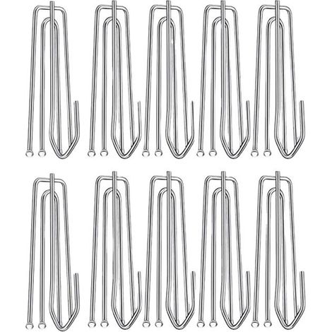 Lot de 40 crochets plissés en acier inoxydable pour rideaux, accessoires de fixation pour rideaux (2,5 x 7 cm, argent) (1/5)