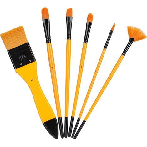 Ensemble de 6 pinceaux à peinture à l'huile, pinceaux en nylon, fournitures pour peinture acrylique et aquarelle (1/5)