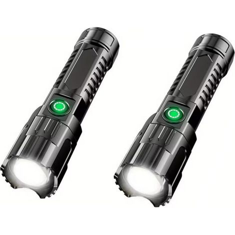 Torce a LED ad alta potenza da 10.000 lumen, torcia tattica super luminosa, ricaricabile, 3 modalità zoom, torcia impermeabile per emergenze, uso esterno, casa, campeggio, escursionismo (1/4)