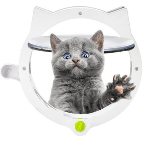 Porte pour Chat, Porte à Chatière Magnétique 4 Modes De Verrouillage Porte pour Chat, Adorable Forme de Chaton, Automatique en Sûre pour Portes Intérieures Et Extérieures Fournitures pour Animaux