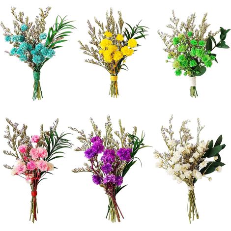 6 Pcs Mini Bouquet de Fleurs Séchées Naturelles, Gypsophile Séché Multicolore pour Décoration Maison, Mariage Champêtre, DIY Cadre Photo et Vase, Petit Bouquet Fleurs Séchées Cadeau Romantique (1/5)