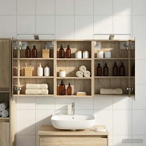 vidaXL Bathroom Cabinet Set 3 pcs 120 x 10.5 x 60.5 cm Engineered wood (1/5)