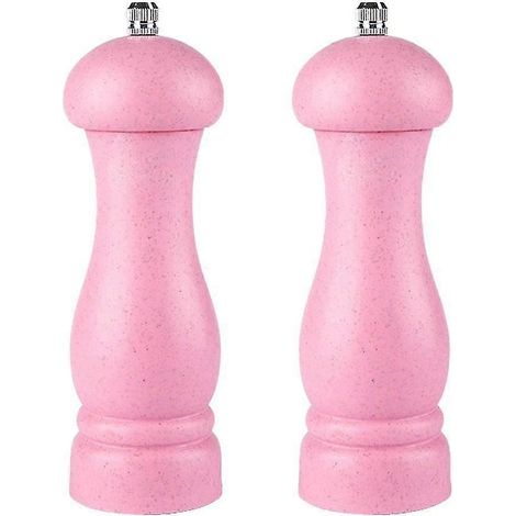 Moulin à sel et à poivre de haute qualité en bois de chêne, mouture réglable et rechargeable -boîte rose- (1/5)