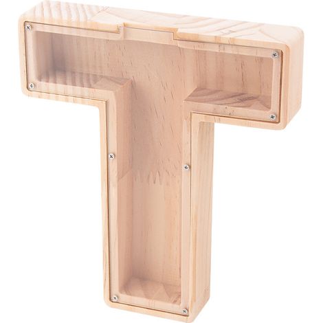 Tirelire en bois en forme de lettre, tirelire transparente pour enfants, tirelire personnalisée, tirelire créative pour cadeau d'anniversaire/décoration intérieure/souvenir (L) (1/5)