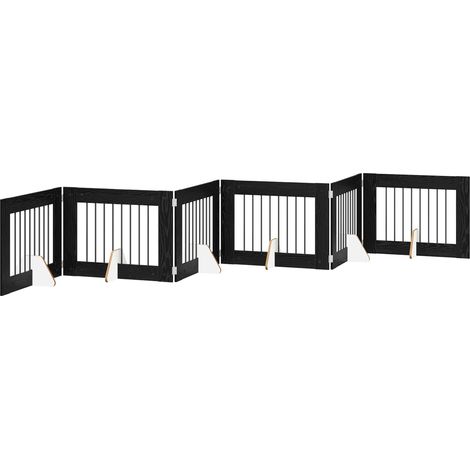 Foldable Dog Gate with Stands 6 pcs Black Oak 482 cm vidaXL