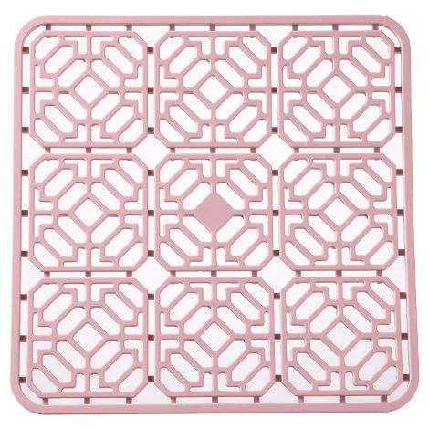 Tapis d'évier, Grand Tapis d'évier de Cuisine en PVC, Accessoires pour évier et évier avec Trous de Drainage, 3030(rose) (1/3)