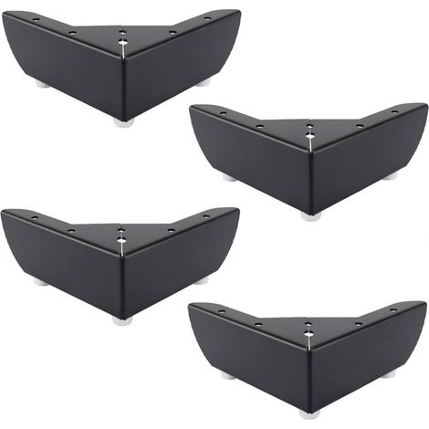 4er-Set schwarze Möbelbeine aus Metall, 55 mm, geeignet für Couchtische, Schränke, Betten, Sofas, leise und rutschfest (1/4)