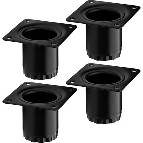 4er Pack - Möbelfuß BRAVO Höhe 50 mm (+ 10 mm) Ø 40 mm schwarz matt höhenverstellbares Schrankbein aus Stahl Stützfuß belastbar bis 50 kg von SOTECH