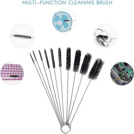 Ensemble de 10 brosses à bande en nylon et brosses de nettoyage en acier inoxydable, blanches (1/5)
