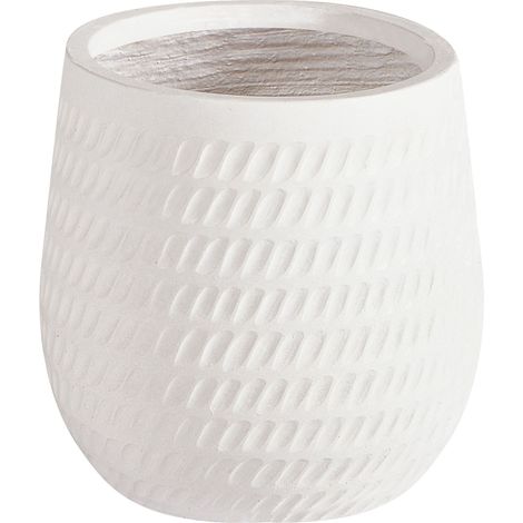 Pot à Fleurs Rond Motif Gaufré en Fibre d'Argile Blanc Cassé ⌀ 19 cm Livadia