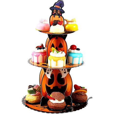 Tortenständer Turm Stabiles Werkzeug zum Dekorieren von Torten mit 3 Etagen Halloween Kuchen Ständer Für Donuts Muffins Süßigkeiten Snacks und Zubehör für Hochzeit, Feier, Party (1/5)