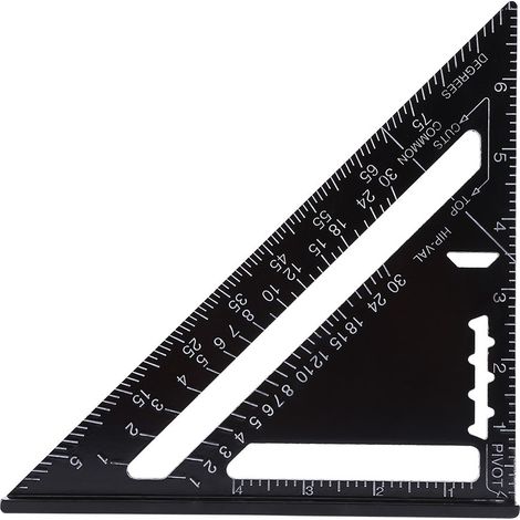 Dreieckiger Lineal aus Aluminiumlegierung, 17,8 cm – schwarz – quadratisch – Zoll – für Ingenieure/Zimmerleute