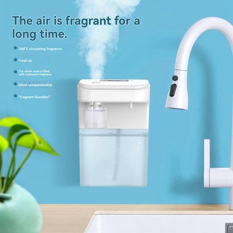1 Set. Farbe: Weiß. Material: ABS + PP. 2-in-1 Aromadiffusor, Seifenspender und Handdesinfektionsmittelspender mit automatischem Sensor.