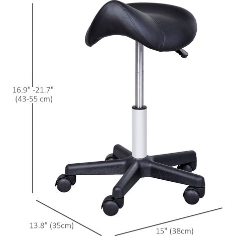 Tabouret de salon pivotant hydraulique noir, réglable, pour massage facial et spa, chaise selle de beauté pour une assise confortable (1/5)