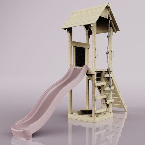 PolarPlay Tower Kids Wooden Climbing Frame - Yarin Rose (1/5)
