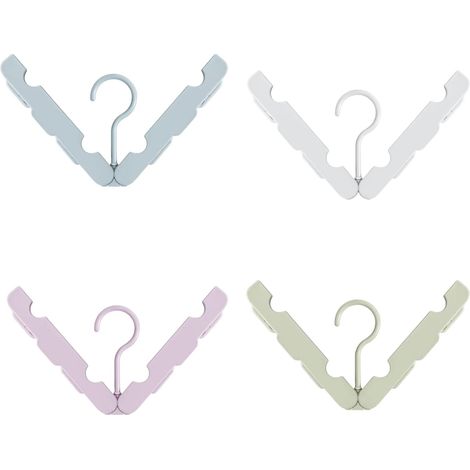 Lot de 4 cintres de voyage pliables - gain de place grâce à leur système de fixation en 4 clics et leur rainure antidérapante - pour vêtements et chaussettes (1/5)