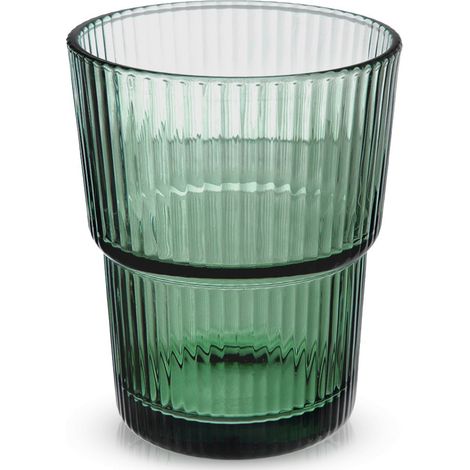 Verre vert rainuré pour boissons (eau, jus, etc.), 400 ml (1/4)