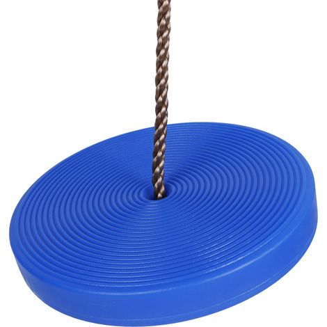 Balançoire disque pour enfants, balançoire ronde en corde, jeu de plein air (bleu) (1/5)