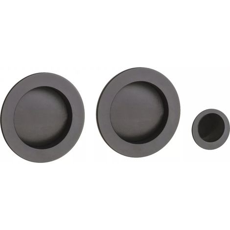 Set porte coulissante Alu BDC - Noir mat - Set porte coulissante rosace ronde