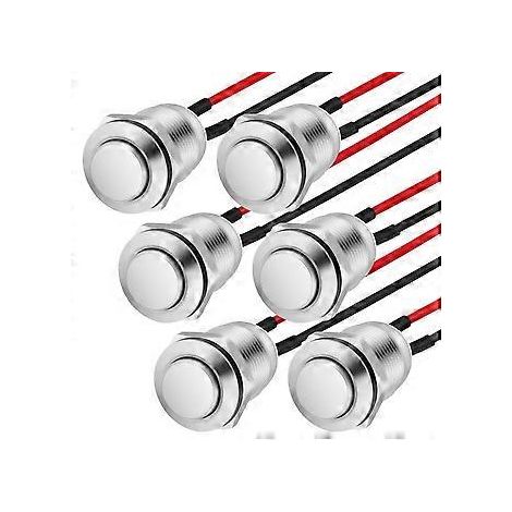 Lot de 6 pressostats, pressostat momentané 12 mm, bouton métallique étanche, pressostat saillant (1/5)