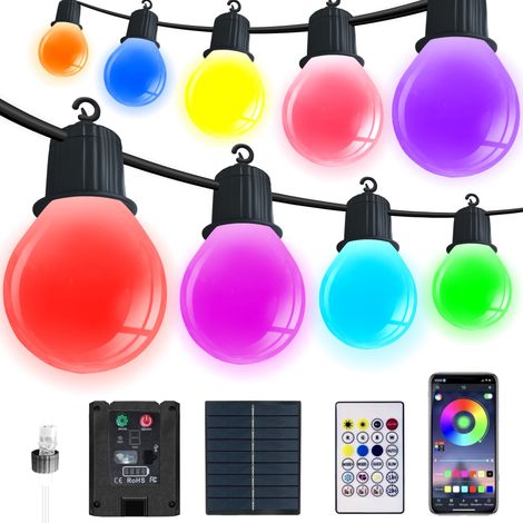 Guirlande lumineuse d'extérieur, modèle solaire coloré [télécommande + commande vocale par application], parfaite pour les fêtes de jardin [classe d'efficacité énergétique G] (1/5)
