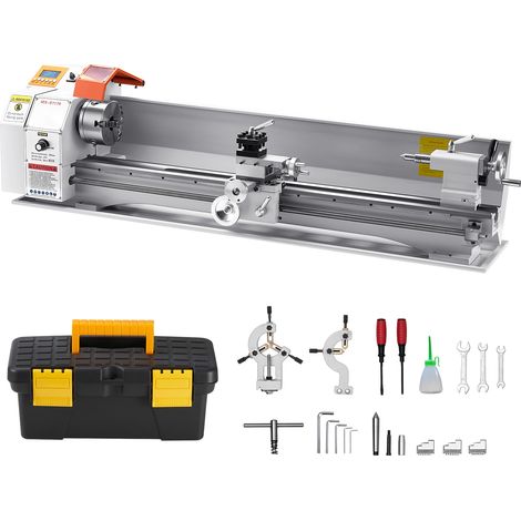 VEVOR Tornio per Metalli Legno, 220 x 1000 mm, Tornio di Precisione da Banco per Metalli, Avanzamento Automatico, Variabile Velocita 2500 Giri al Minuto, Motore Senza Spazzole 1250 W