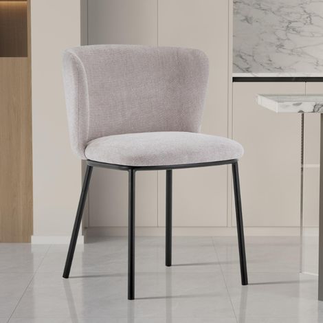Chaise Arthur en tissu beige  pieds en métal  76x52x54cm (1/4)