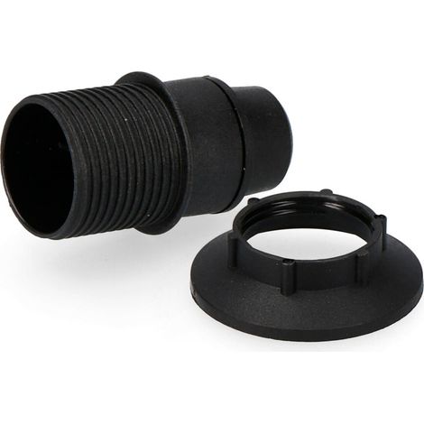 Portalampada Solera E14 Semi-Filettato + Rondella Nera (Confezione termoretraibile) (1/2)