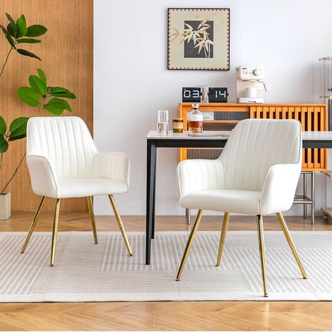 Sillas comedor con reposabrazos set de 2 beige OKMYHOME (1/5)