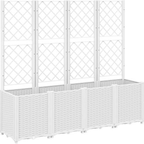 Garden Planter with Trellis White 160x40x140 cm PP vidaXL