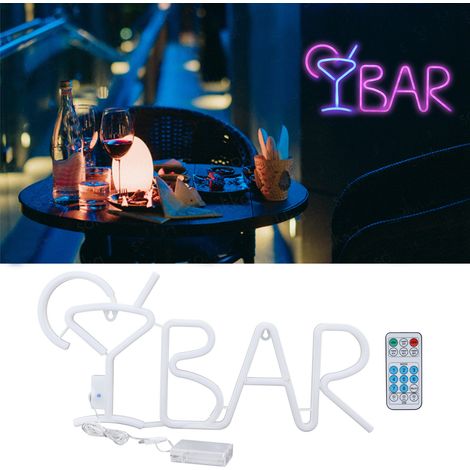 Éclairage mural néon LED violet avec télécommande 24 touches et 8 modes d'éclairage, idéal pour les restaurants, bars et fêtes. Lumière bleue pour verres à vin. (1/5)