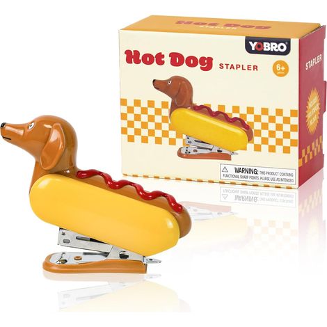 Mini agrafeuse pour étudiants - Agrafeuse de bureau fantaisie Hotdog avec 1000 agrafes - Capacité de 12 feuilles - Agrafeuse d'animaux pour la maison, le bureau, les bas de Noël pour amis (1/5)