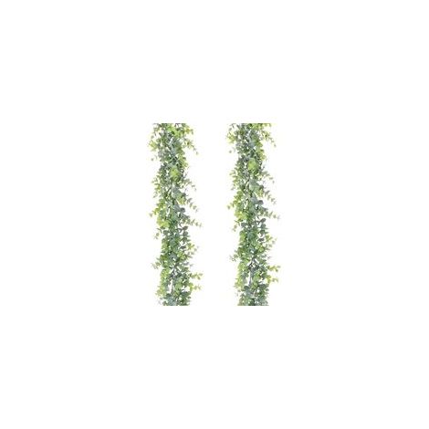 plantes artificielles décoratives vertes - Eucalyptus liane peint en blanc (1/5)