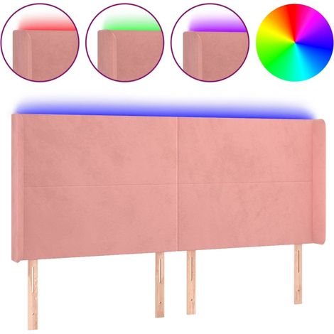Maison Exclusive - Cabecero con LED de terciopelo rosa 163x16x118 (1/5)