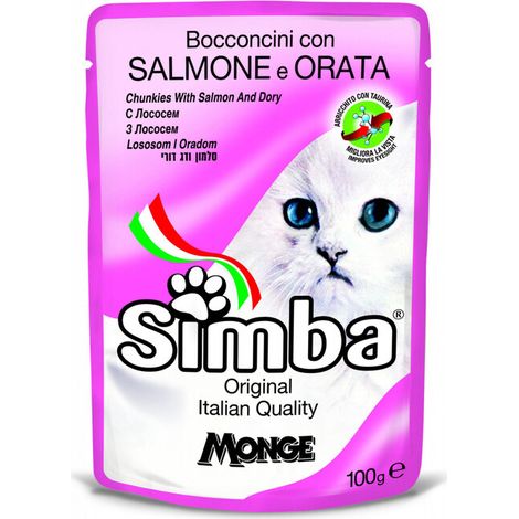 CIBO GATTO MONGE SIMBA 100 G SALMONE E ORATA- 24,0 pz